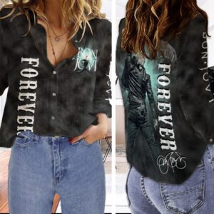 Bon Jovi Women Casual Shirt 3D Linen Shirt GWS1141