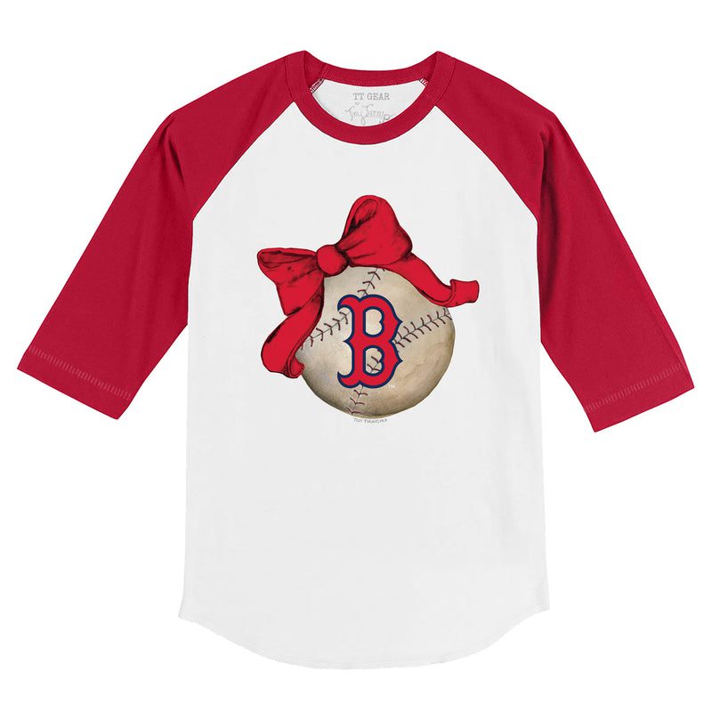 Boston-Red-Sox-Baseball-Bow-34-Red-Sleeve-Raglan-Shirt Boston Red Sox Baseball Bow 3/4 Red Sleeve Raglan Shirt