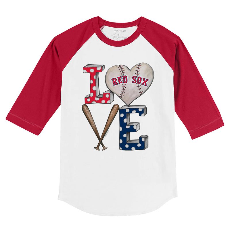 Boston-Red-Sox-Baseball-LOVE-34-Red-Sleeve-Raglan-Shirt Boston Red Sox Baseball LOVE 3/4 Red Sleeve Raglan Shirt