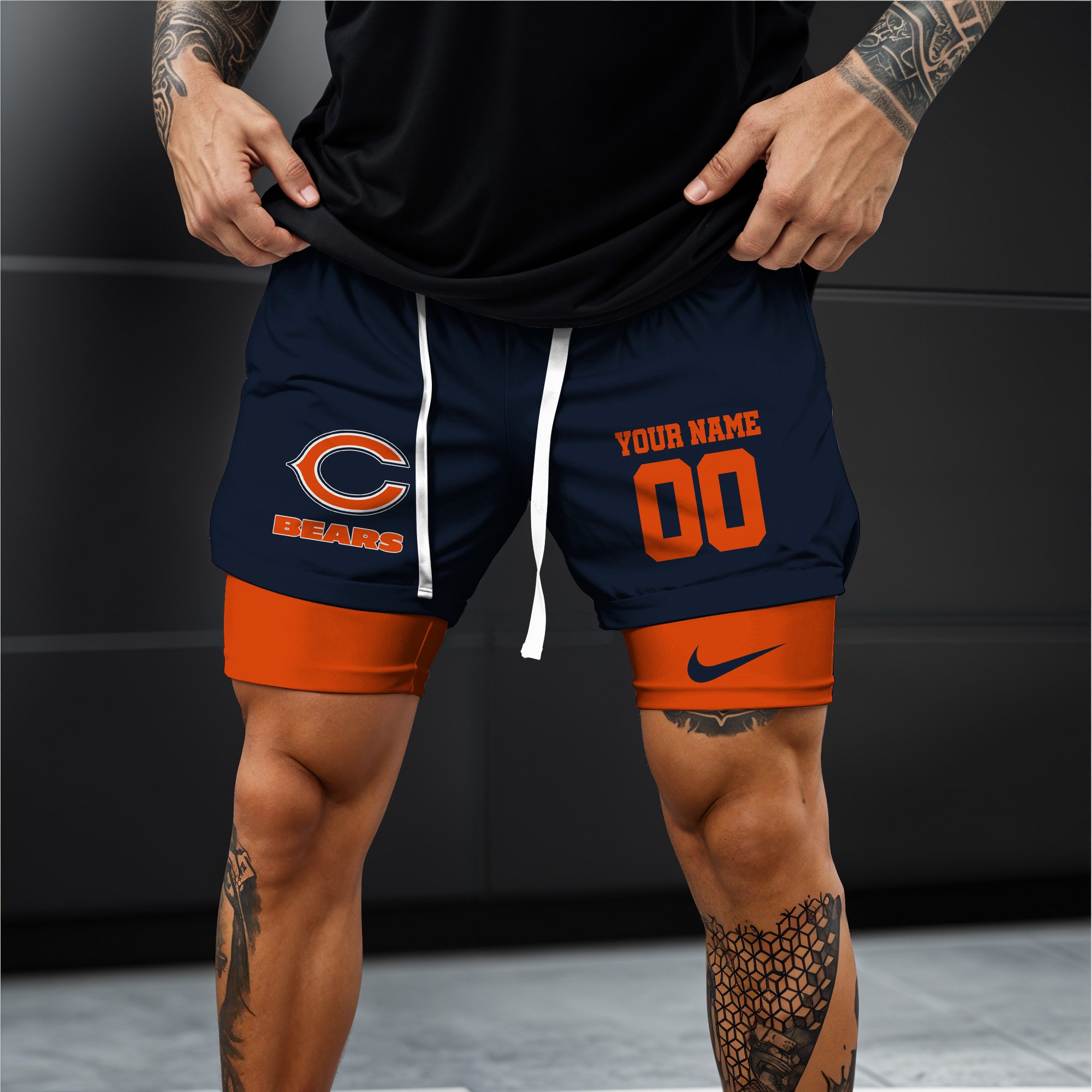 Chicago-Bears-NFL-Double-Layer-Shorts-Custom-Your-Name-And-Number-WDS1038-1