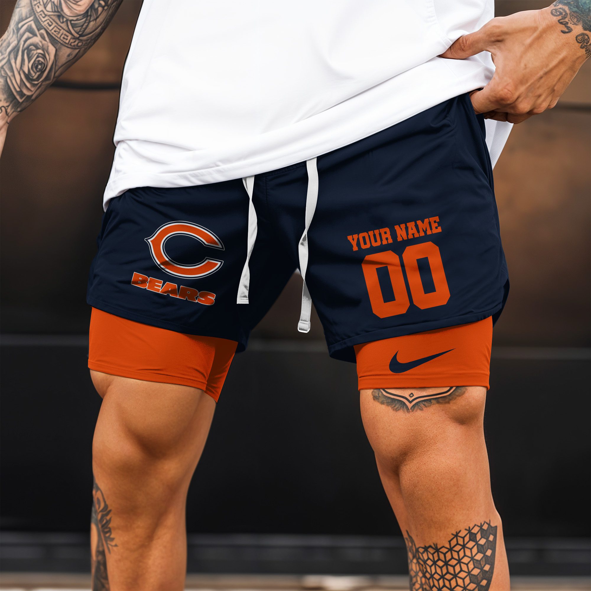 Chicago-Bears-NFL-Double-Layer-Shorts-Custom-Your-Name-And-Number-WDS1038-2