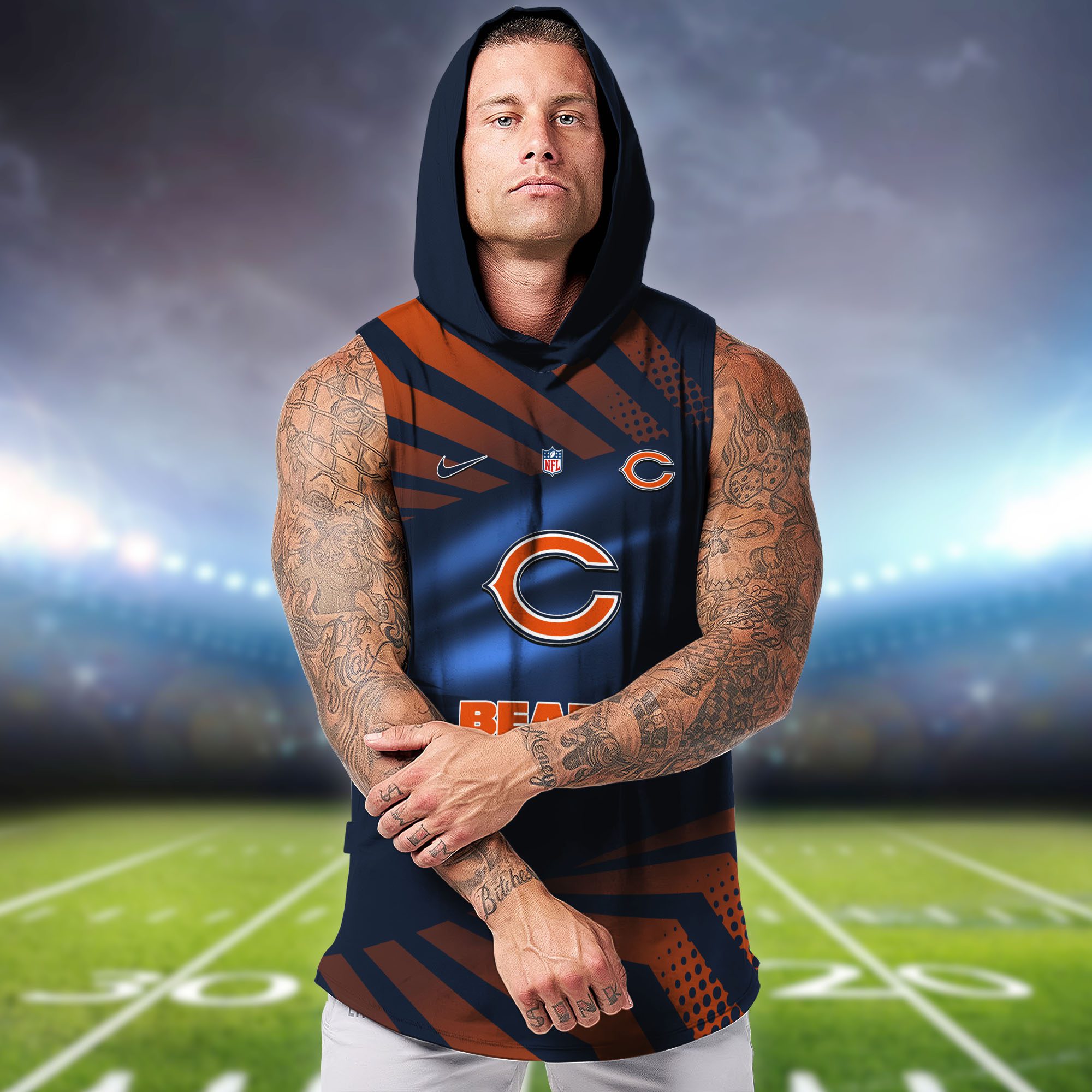 Chicago-Bears-NFL-Hoodie-Tank-Top-Workout-Outfit-WHT1196-2