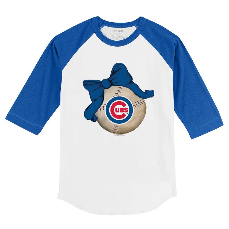 Chicago-Cubs-Baseball-Bow-34-Red-Sleeve-Raglan-Shirt Chicago Cubs Baseball Bow 3/4 Red Sleeve Raglan Shirt