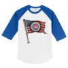 Chicago Cubs Baseball Flag 3/4 Royal Blue Sleeve Raglan Shirt