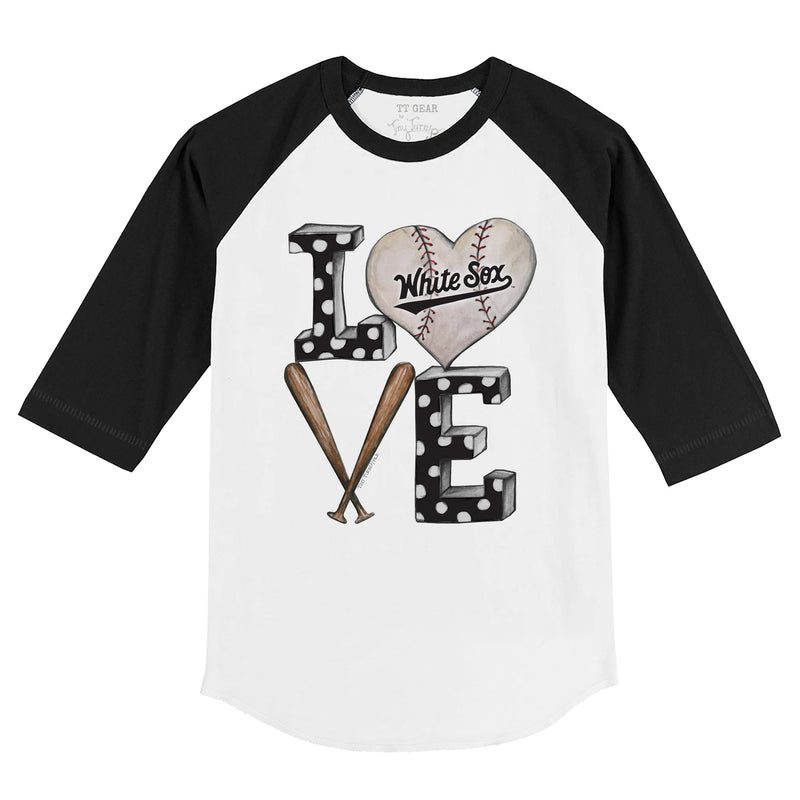 Chicago-White-Sox-Baseball-LOVE-34-Black-Sleeve-Raglan-Shirt Chicago White Sox Baseball LOVE 3/4 Black Sleeve Raglan Shirt