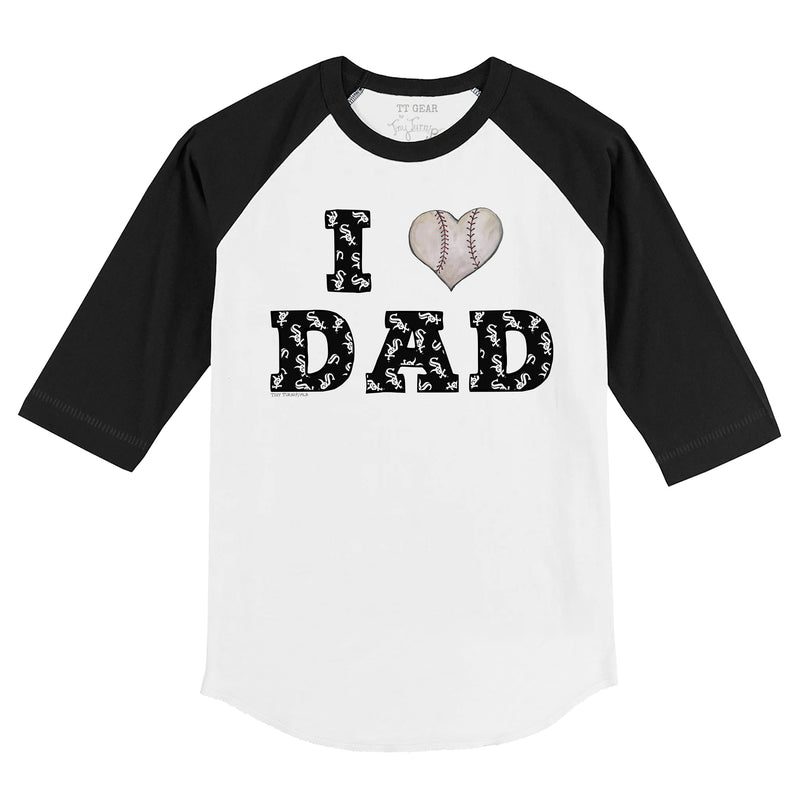 Chicago-White-Sox-I-Love-Dad-34-Black-Sleeve-Raglan-Shirt Chicago White Sox I Love Dad 3/4 Black Sleeve Raglan Shirt