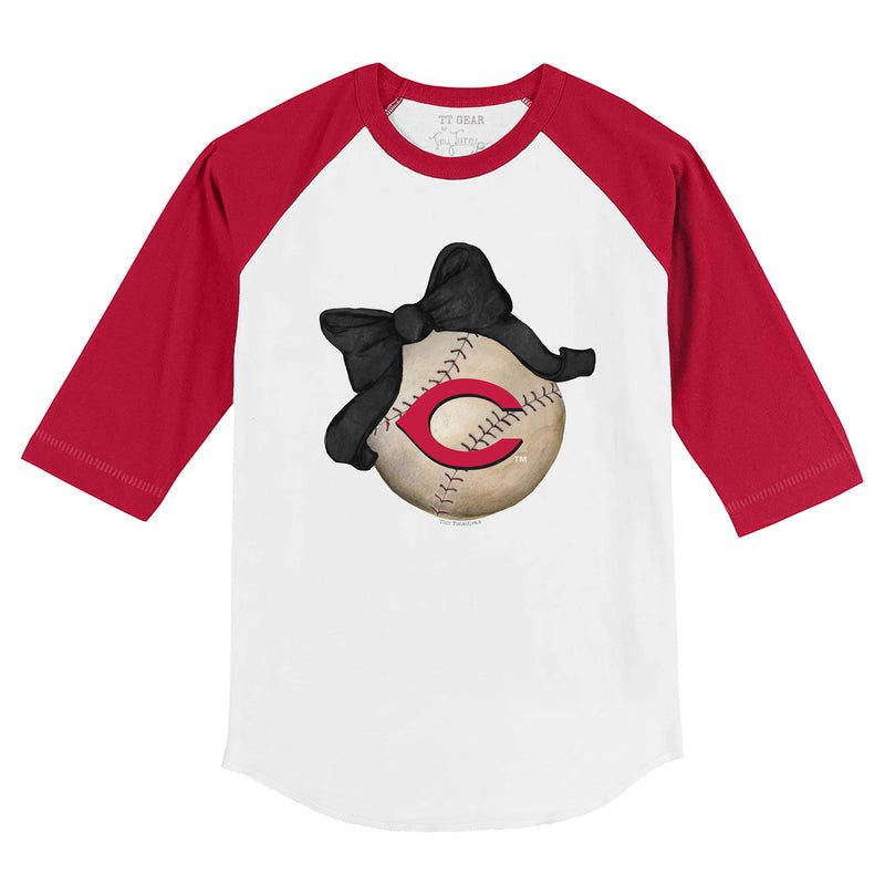 Cincinnati-Reds-Baseball-Bow-34-Red-Sleeve-Raglan-Shirt Cincinnati Reds Baseball Bow 3/4 Red Sleeve Raglan Shirt