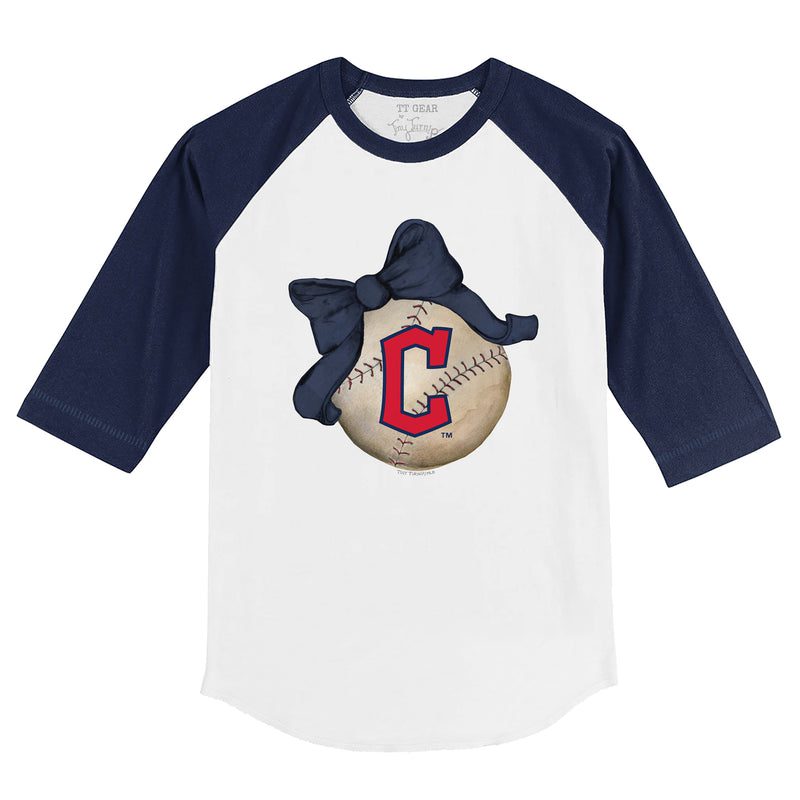 Cleveland-Guardians-Baseball-Bow-34-Navy-Blue-Sleeve-Raglan-Shirt Cleveland Guardians Baseball Bow 3/4 Navy Blue Sleeve Raglan Shirt