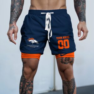 Denver Broncos NFL Double Layer Shorts Custom Your Name And Number WDS1041