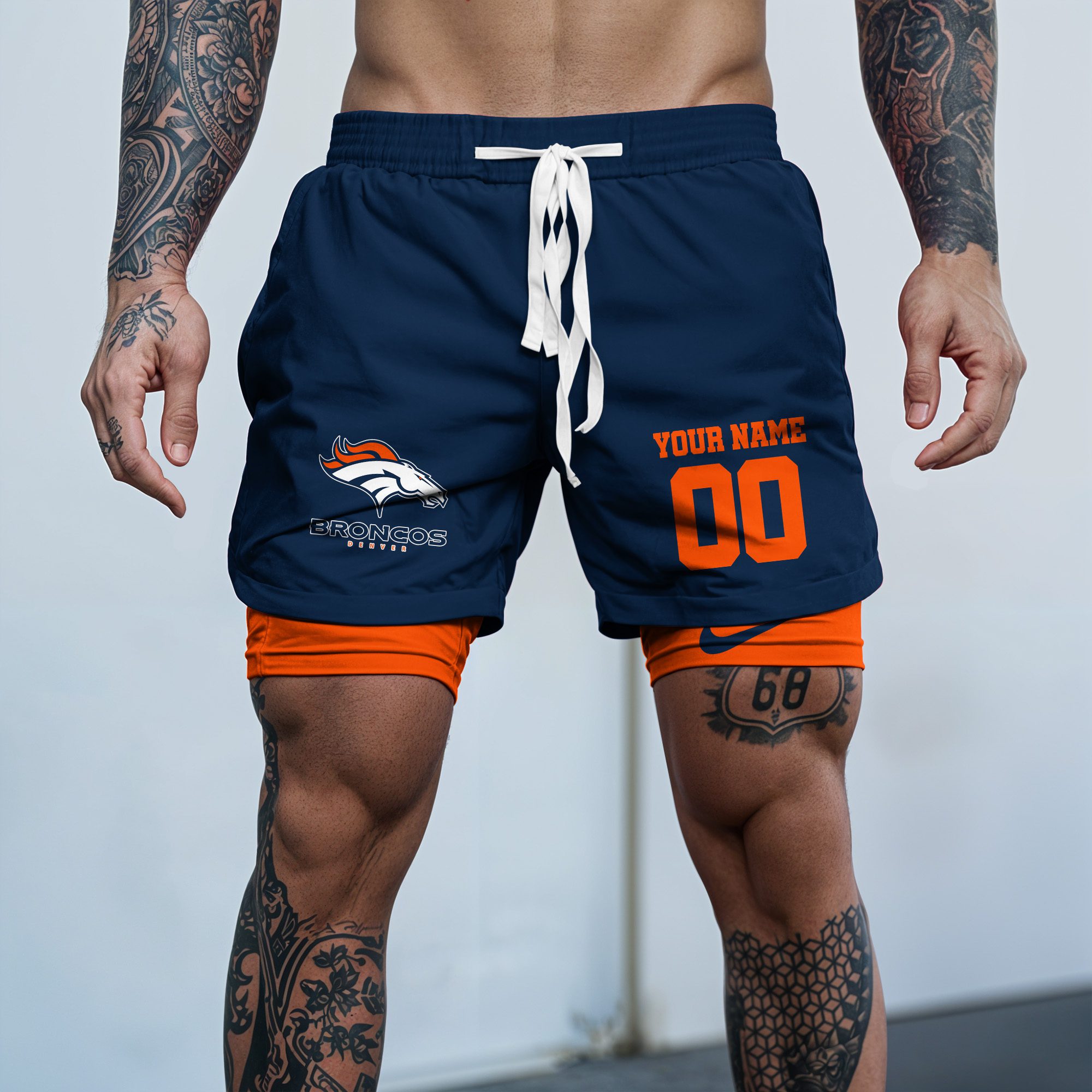 Denver-Broncos-NFL-Double-Layer-Shorts-Custom-Your-Name-And-Number-WDS1041 Denver Broncos NFL Double Layer Shorts Custom Your Name And Number WDS1041