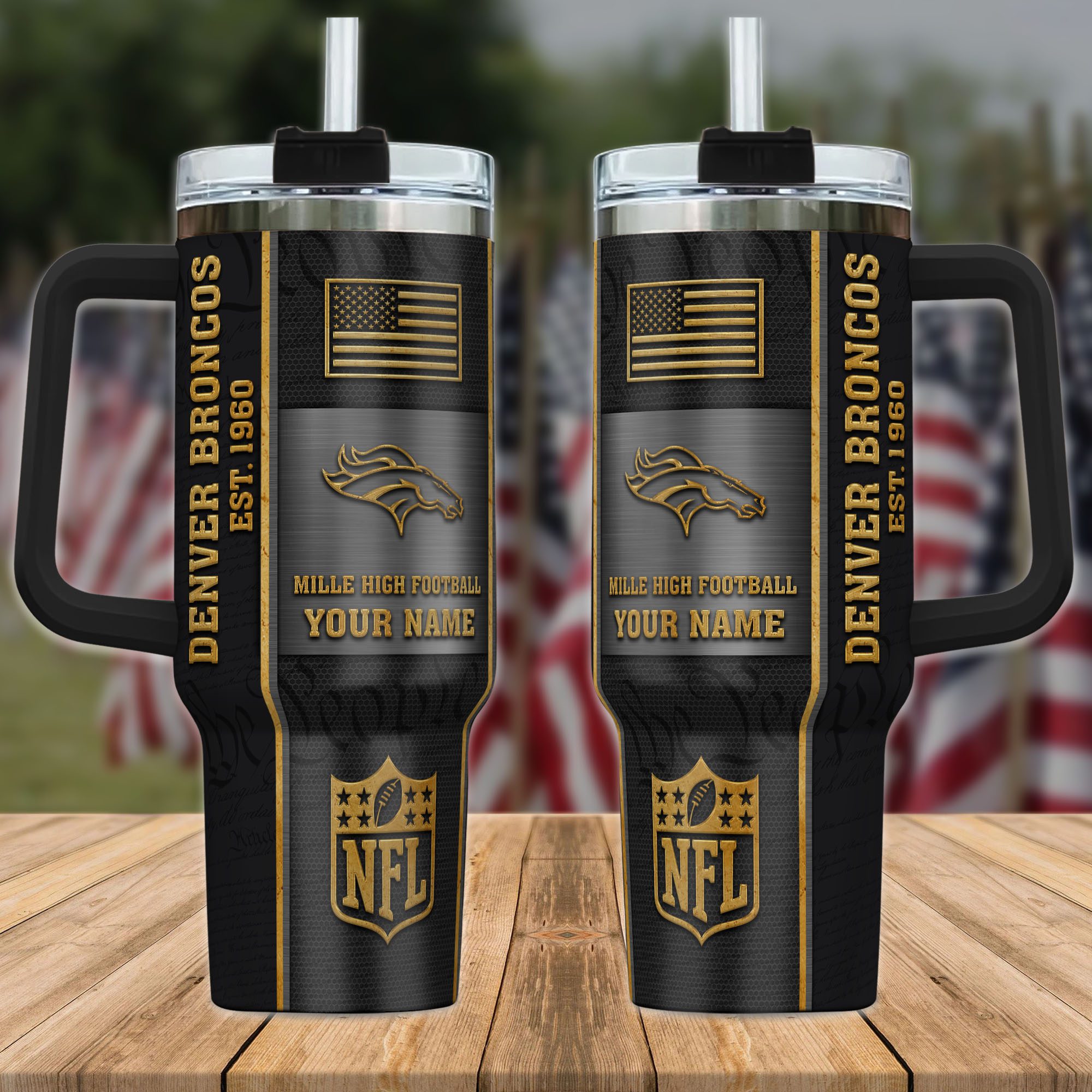 Denver-Broncos-NFL-Personalized-40oz-Stanley-Tumbler-Black-Gold-US-Flag-Tumbler-2