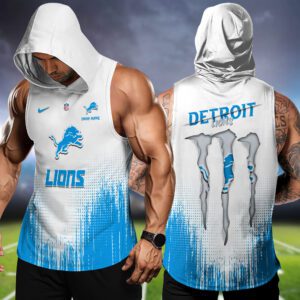 Detroit Lions NFL Hoodie Tank Top Workout Outfit WHT1169