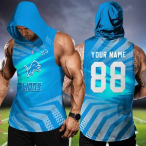 Detroit Lions NFL Hoodie Tank Top Workout Outfit WHT1201