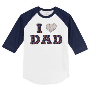 Detroit Tigers I Love Dad 3/4 Navy Blue Sleeve Raglan Shirt