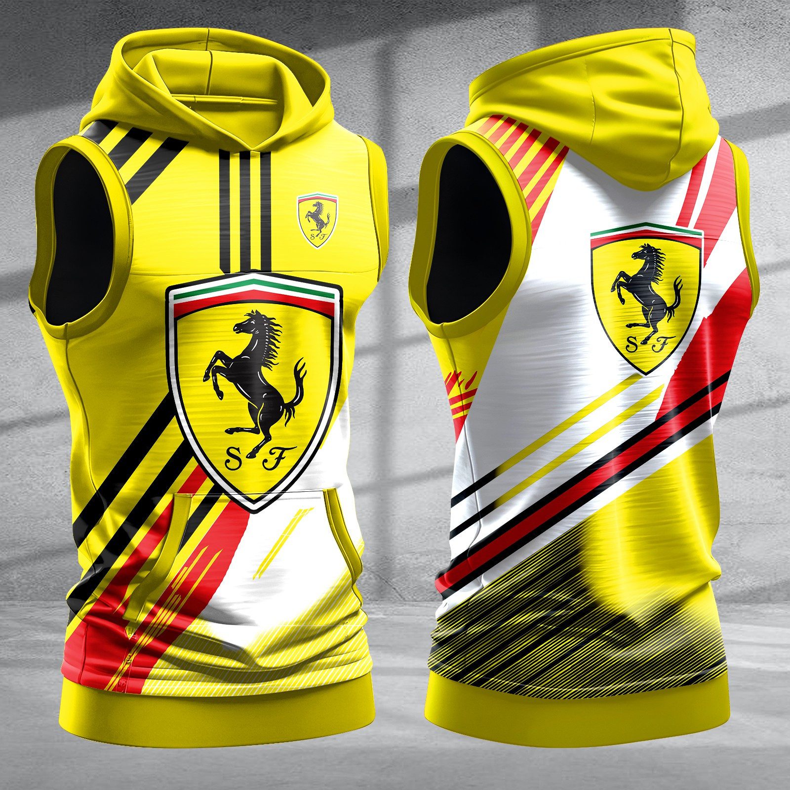 Ferrari-Men-Workout-Hoodie-Tank-Tops-WHT1384 Ferrari Men Workout Hoodie Tank Tops WHT1384