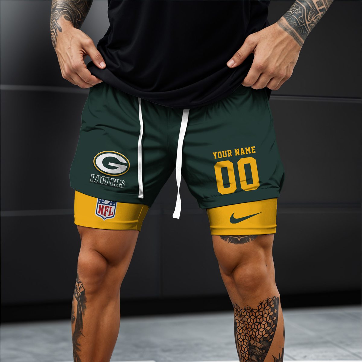 Green-Bay-Packers-NFL-New-Personalized-Double-Layer-Shorts-WDS1010-1