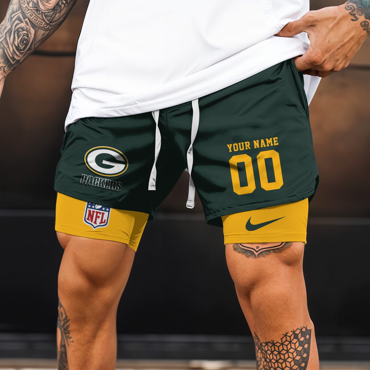Green-Bay-Packers-NFL-New-Personalized-Double-Layer-Shorts-WDS1010-2