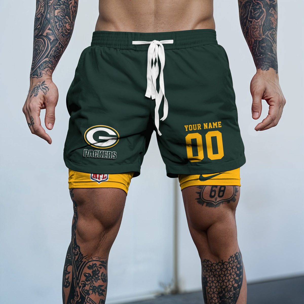 Green-Bay-Packers-NFL-New-Personalized-Double-Layer-Shorts-WDS1010 Green Bay Packers NFL New Personalized Double Layer Shorts WDS1010