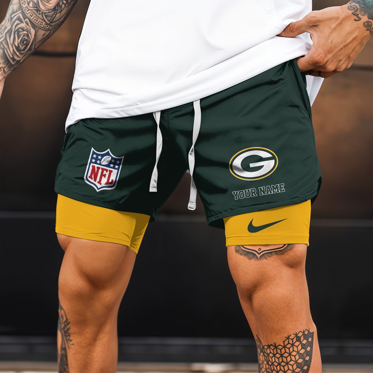 Green-Bay-Packers-NFL-Personalized-Double-Layer-Shorts-WDS1112-2
