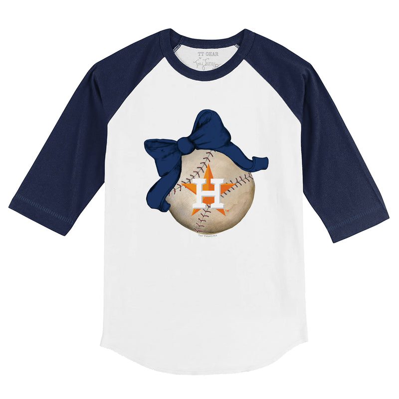 Houston-Astros-Baseball-Bow-34-Navy-Blue-Sleeve-Raglan-Shirt Houston Astros Baseball Bow 3/4 Navy Blue Sleeve Raglan Shirt