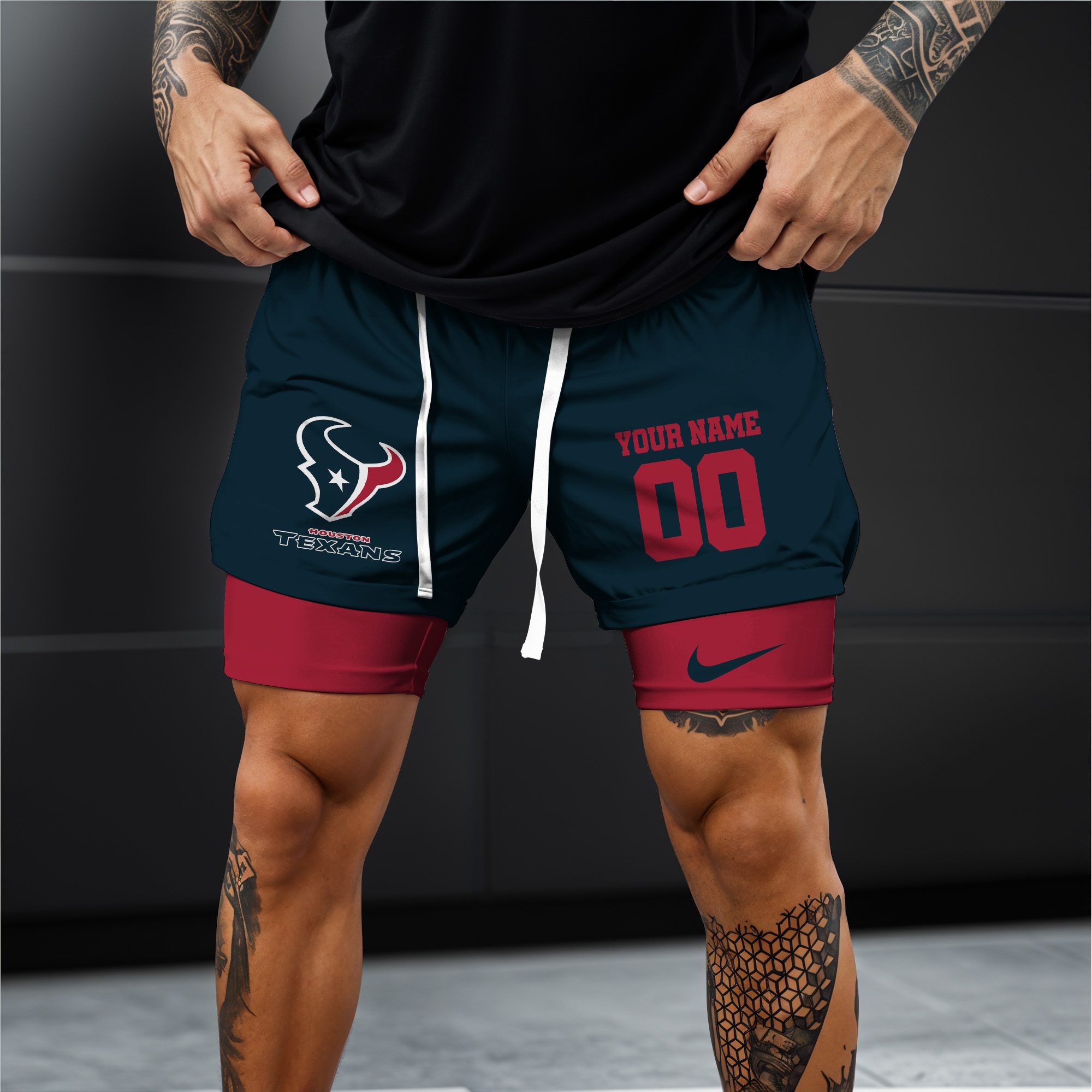 Houston-Texans-NFL-Double-Layer-Shorts-Custom-Your-Name-And-Number-WDS1047-1
