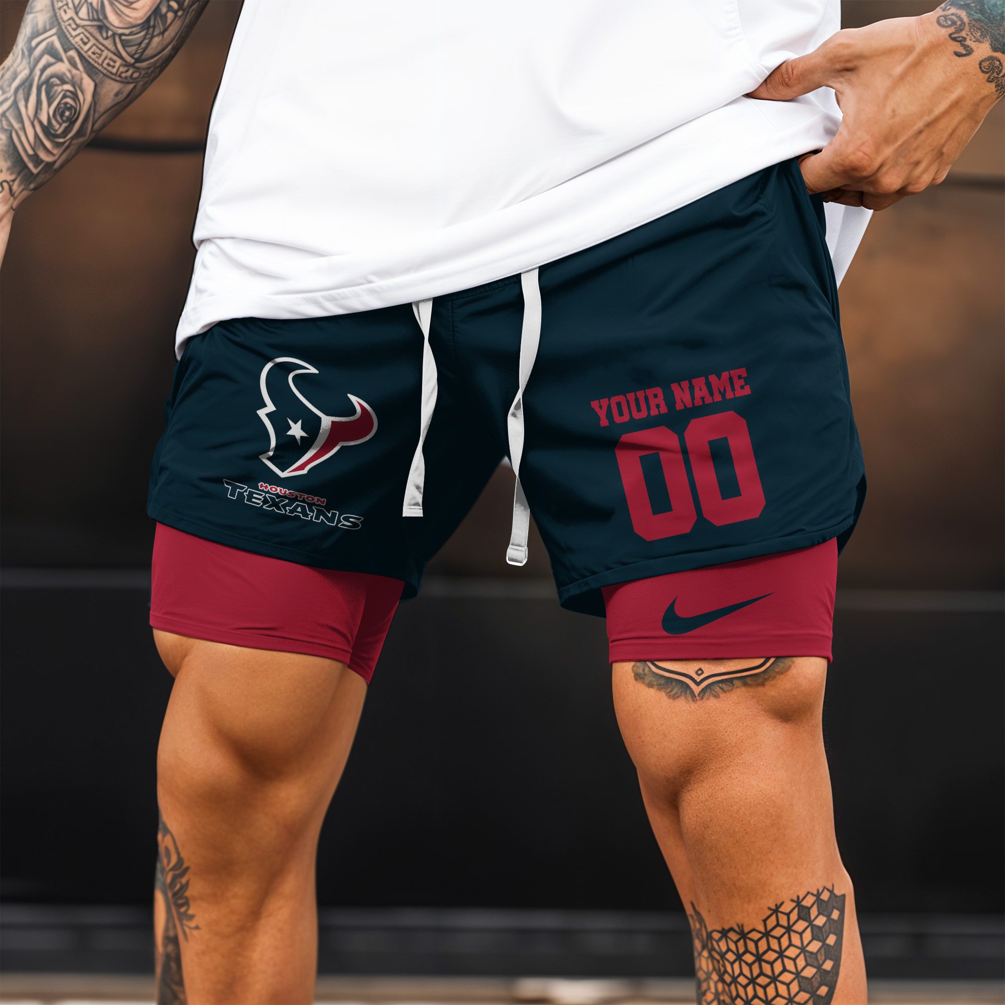 Houston-Texans-NFL-Double-Layer-Shorts-Custom-Your-Name-And-Number-WDS1047-2
