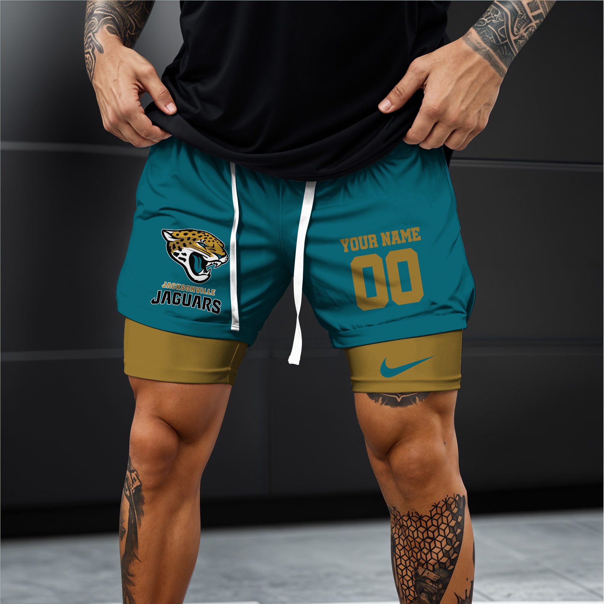 Jacksonville-Jaguars-NFL-Double-Layer-Shorts-Custom-Your-Name-And-Number-WDS1045-1