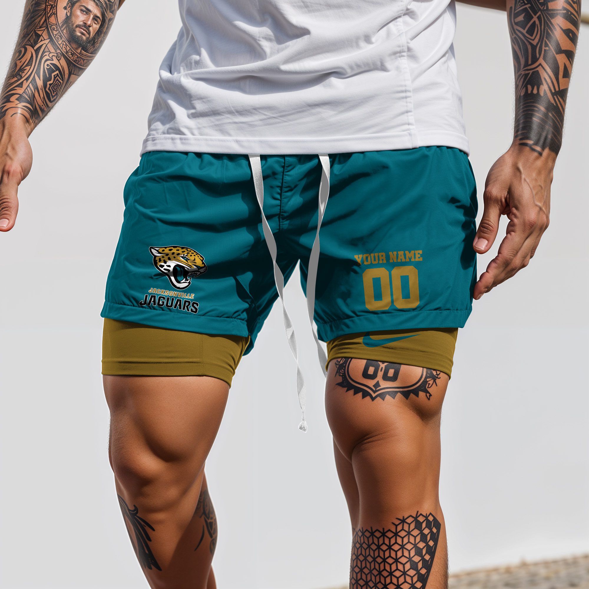 Jacksonville-Jaguars-NFL-Double-Layer-Shorts-Custom-Your-Name-And-Number-WDS1045-3