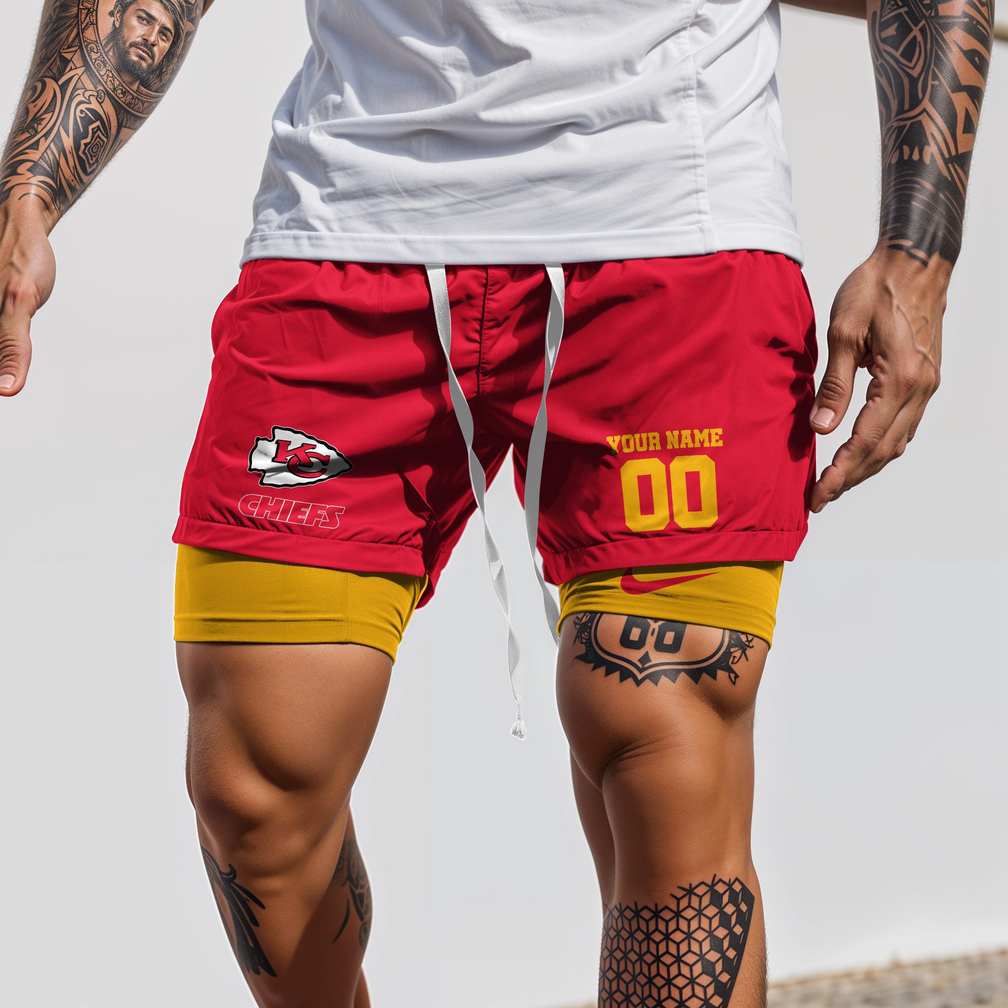 Kansas-City-Chiefs-NFL-Double-Layer-Shorts-Custom-Your-Name-And-Number-WDS1046-3