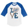 Los Angeles Dodgers Baseball LOVE 3/4 Royal Blue Sleeve Raglan Shirt
