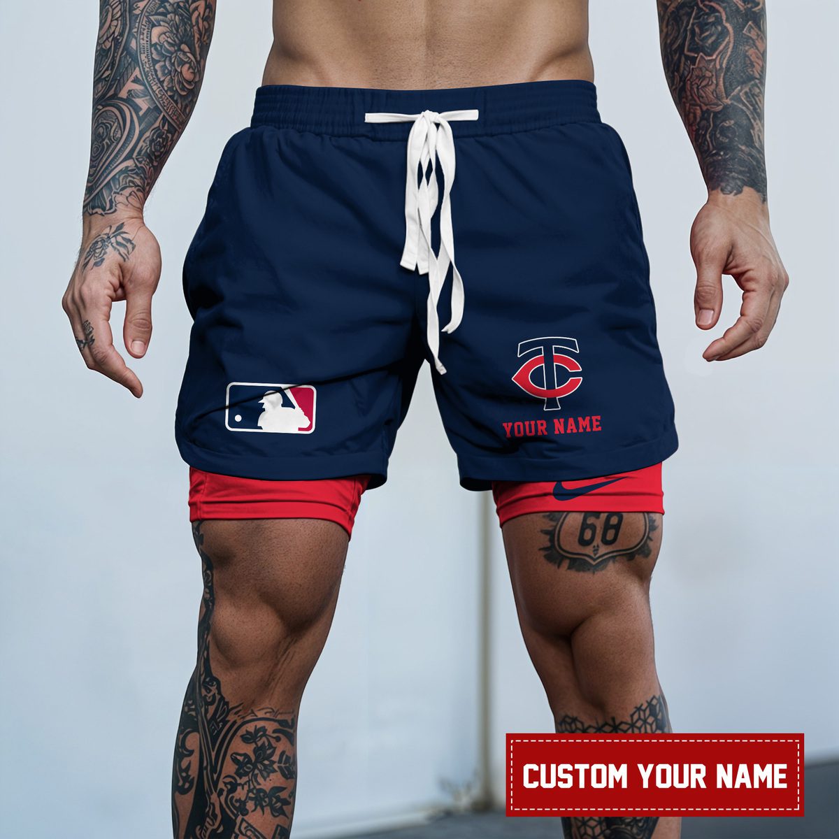 Minnesota-Twins-MLB-Personalized-Double-Layer-Shorts-WDS1146 Minnesota Twins MLB Personalized Double Layer Shorts WDS1146