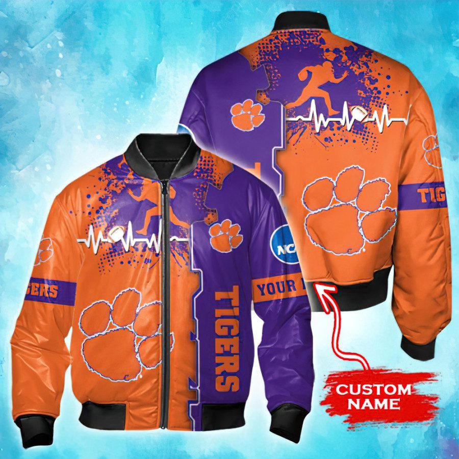 CREATOR: gd-jpeg v1.0 (using IJG JPEG v62), quality = 82 NCAA Clemson Tigers Custom Name Bomber Jacket