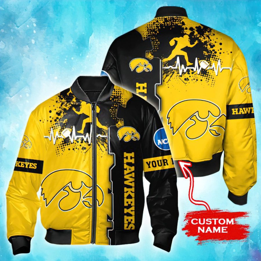 CREATOR: gd-jpeg v1.0 (using IJG JPEG v62), quality = 82 NCAA Iowa Hawkeyes Custom Name Bomber Jacket