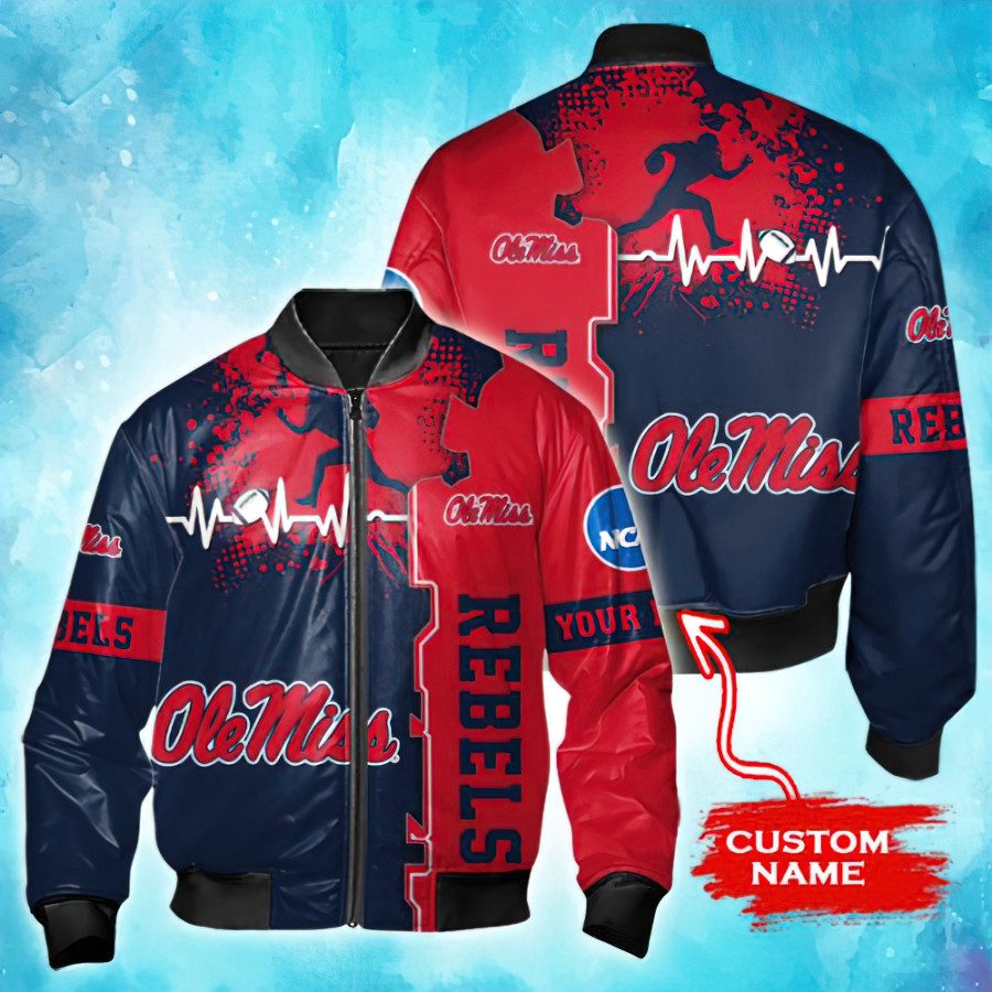 CREATOR: gd-jpeg v1.0 (using IJG JPEG v62), quality = 82 NCAA Ole Miss Rebels Tide Custom Name Bomber Jacket