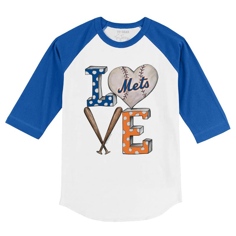 New-York-Mets-Baseball-LOVE-34-Royal-Blue-Sleeve-Raglan-Shirt New York Mets Baseball LOVE 3/4 Royal Blue Sleeve Raglan Shirt
