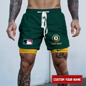Oakland Athletics MLB Personalized Double Layer Shorts WDS1147