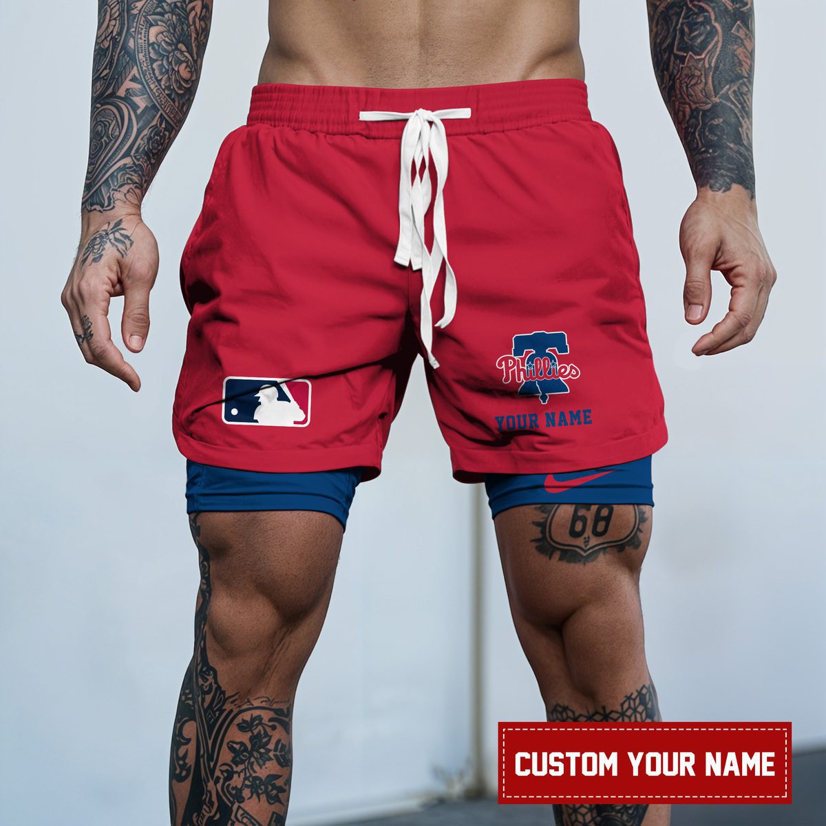 Philadelphia-Phillies-MLB-Personalized-Double-Layer-Shorts-WDS1148 Philadelphia Phillies MLB Personalized Double Layer Shorts WDS1148