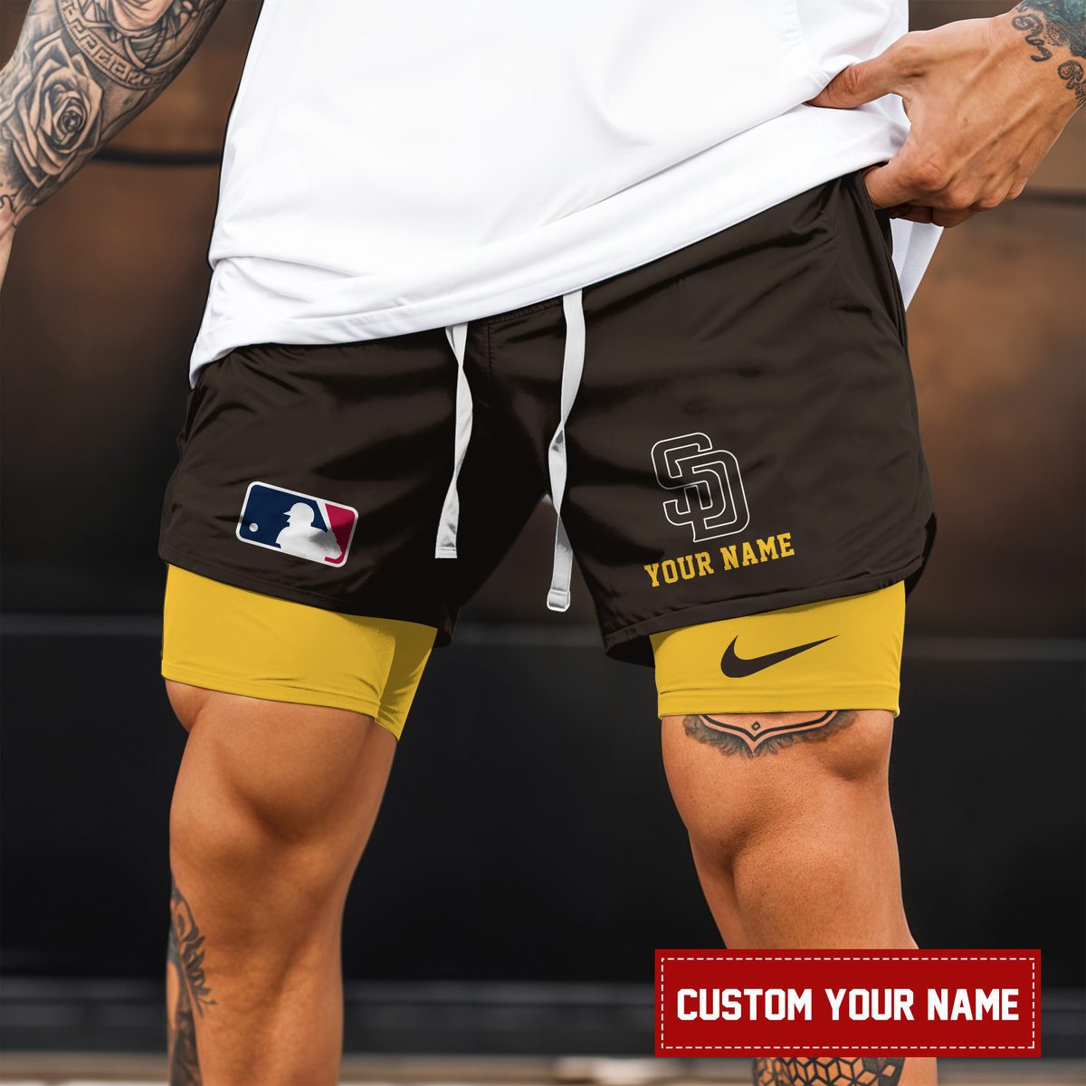 San-Diego-Padres-MLB-Personalized-Double-Layer-Shorts-WDS1150-2