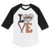 San Francisco Giants Baseball LOVE 3/4 Black Sleeve Raglan Shirt