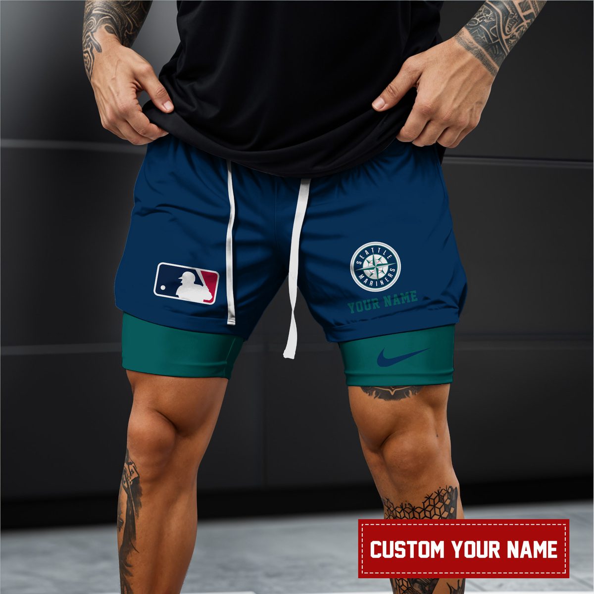 Seattle-Mariners-MLB-Personalized-Double-Layer-Shorts-WDS1153-1