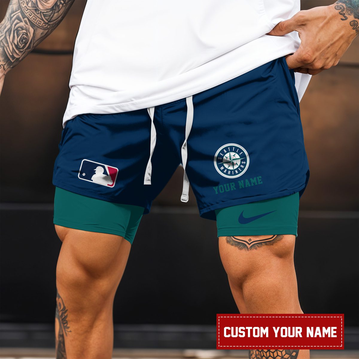 Seattle-Mariners-MLB-Personalized-Double-Layer-Shorts-WDS1153-2