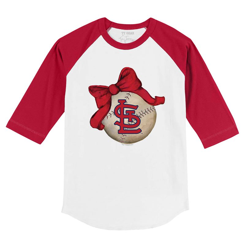 St.-Louis-Cardinals-Baseball-Bow-34-Red-Sleeve-Raglan-Shirt St. Louis Cardinals Baseball Bow 3/4 Red Sleeve Raglan Shirt