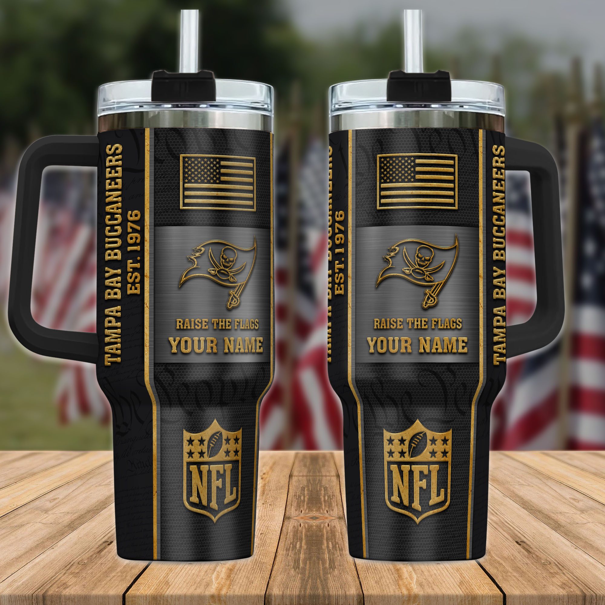 Tampa-Bay-Buccaneers-NFL-Personalized-40oz-Stanley-Tumbler-Black-Gold-US-Flag-Tumbler Tampa Bay Buccaneers NFL Personalized 40oz Stanley Tumbler Black Gold US Flag Tumbler