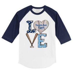 Tampa Bay Rays Baseball LOVE 3/4 Navy Blue Sleeve Raglan Shirt