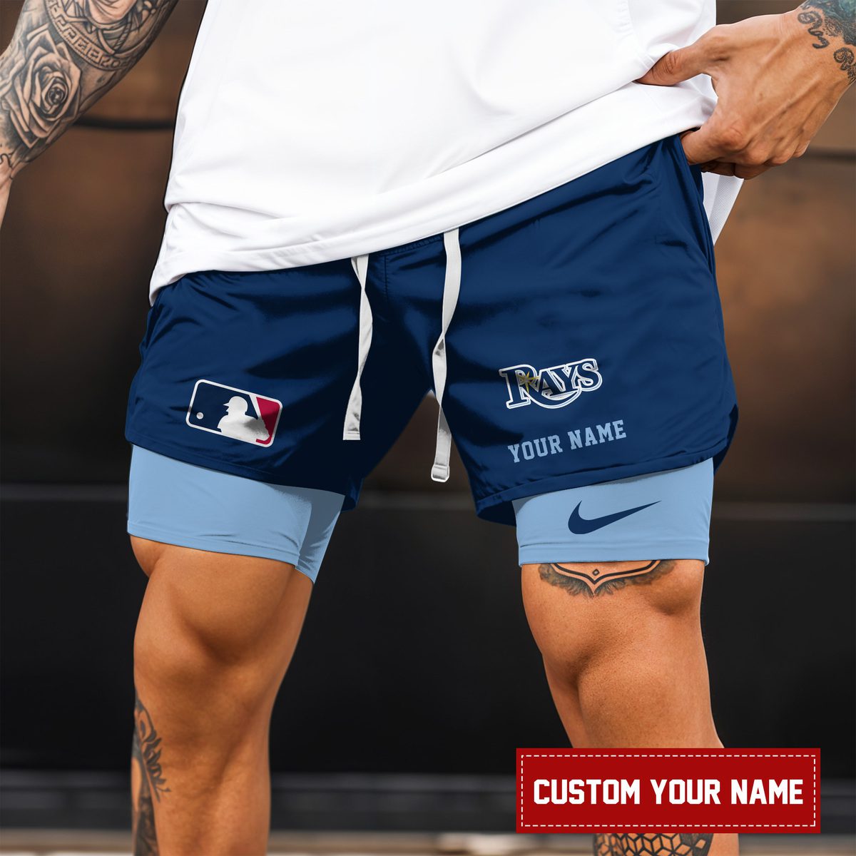 Tampa-Bay-Rays-MLB-Personalized-Double-Layer-Shorts-WDS1151-2