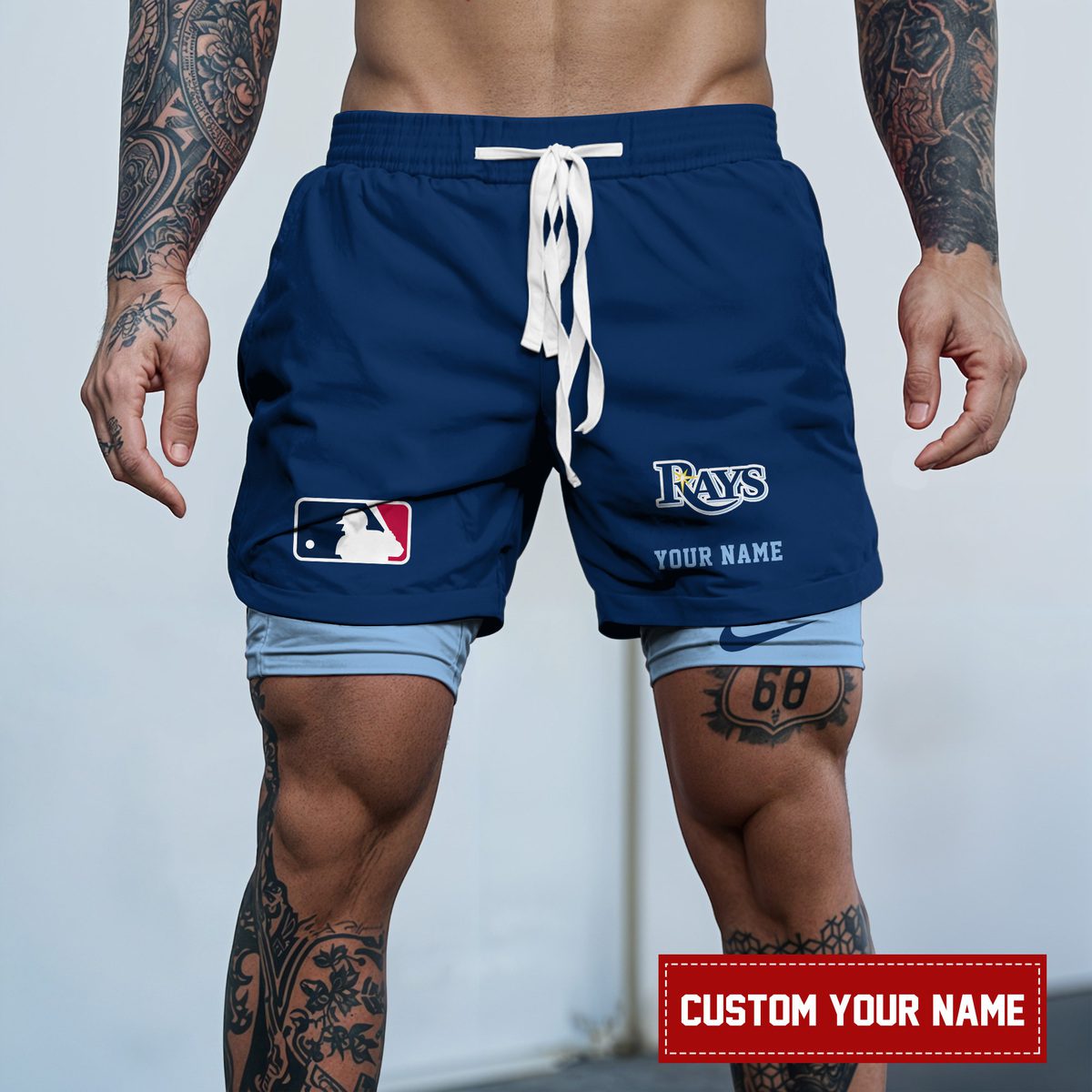 Tampa-Bay-Rays-MLB-Personalized-Double-Layer-Shorts-WDS1151 Tampa Bay Rays MLB Personalized Double Layer Shorts WDS1151