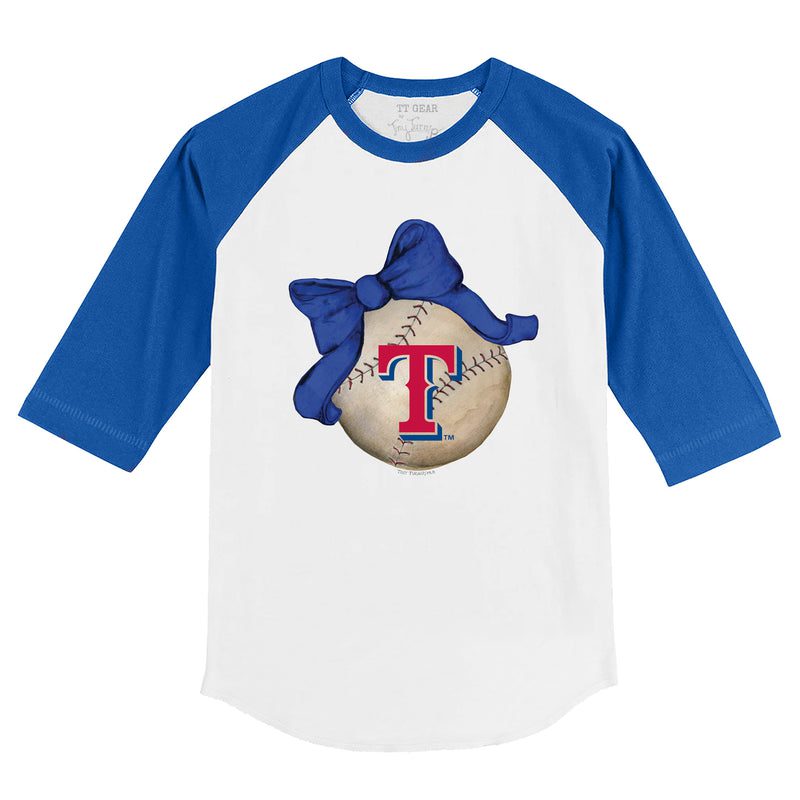 Texas-Rangers-Baseball-Bow-34-Royal-Blue-Sleeve-Raglan-Shirt Texas Rangers Baseball Bow 3/4 Royal Blue Sleeve Raglan Shirt