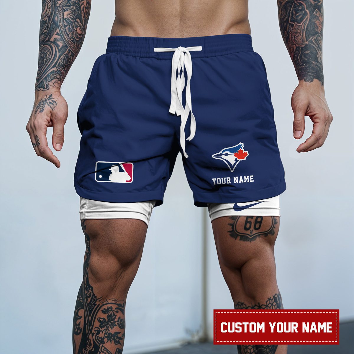 Toronto-Blue-Jays-MLB-Personalized-Double-Layer-Shorts-WDS1152 Toronto Blue Jays MLB Personalized Double Layer Shorts WDS1152
