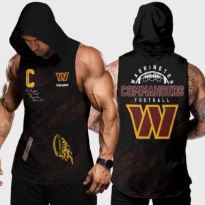 Washington Commanders NFL Men Workout Hoodie Tank Tops Custom Name WHT1095