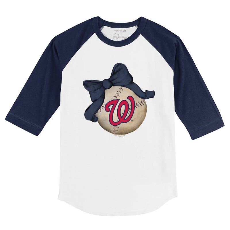 Washington-Nationals-Baseball-Bow-34-Navy-Blue-Sleeve-Raglan-Shirt Washington Nationals Baseball Bow 3/4 Navy Blue Sleeve Raglan Shirt